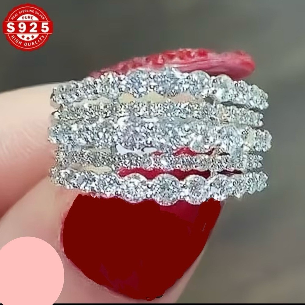 Sterling Silver Multi-Row Pave White Stone